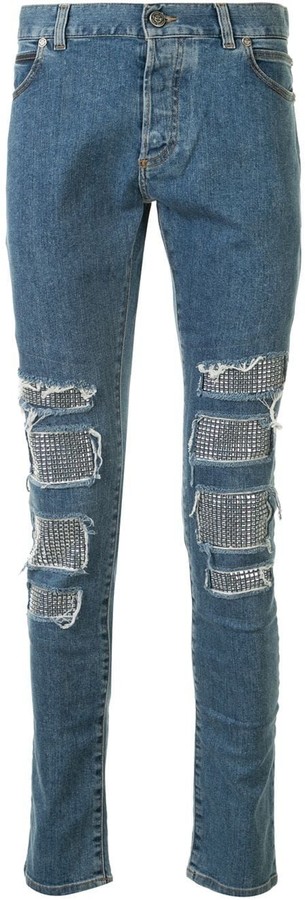 balmain studded jeans