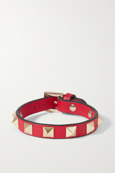 Valentino - Valentino Garavani Rockstud Textured-leather Bracelet - one size