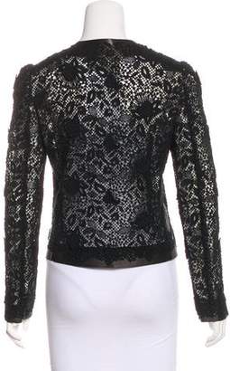 Valentino Leather-Accented Lace Jacket