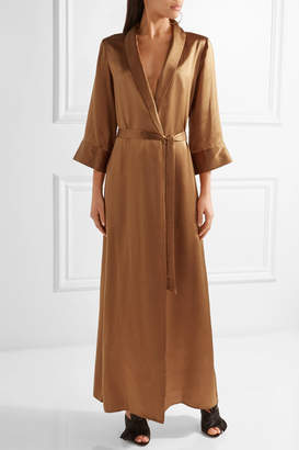 Reformation Silk Wrap Maxi Dress - Bronze