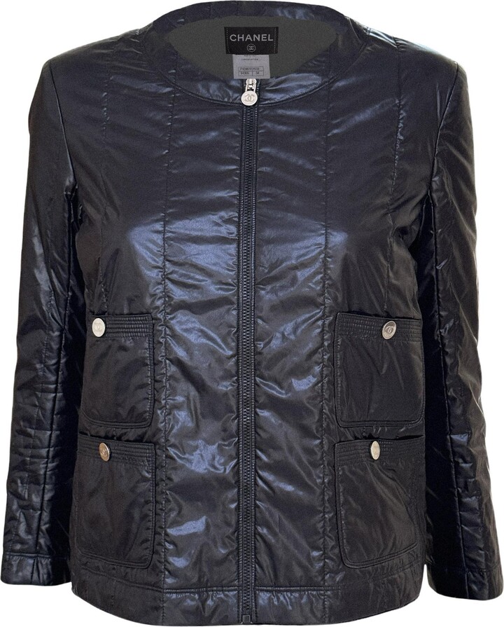 Chanel Chanell Iconic Black Lightweight Puffer Jacket 34 Fr