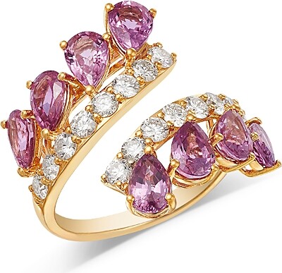 Bloomingdale's Fine Collection Pink Sapphire & Diamond Bypass Ring in 18K Yellow Gold