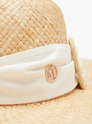 Maison Michel Blanche Ribbon-trim Straw Hat - Beige White