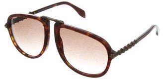 Alexander McQueen Tortoiseshell Shield Sunglasses