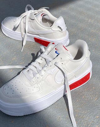 Nike Air Force 1 Fontanka trainers in phantom white and red - ShopStyle