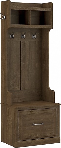 Bush Furniture Woodland 24W Hall Tree and Small Shoe Bench with Drawer, Ash Brown (WDL007ABR)