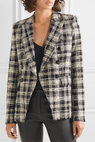 Thumbnail for your product : Veronica Beard Miller Dickey Double-breasted Crystal-embellished Checked Tweed Blazer - Black
