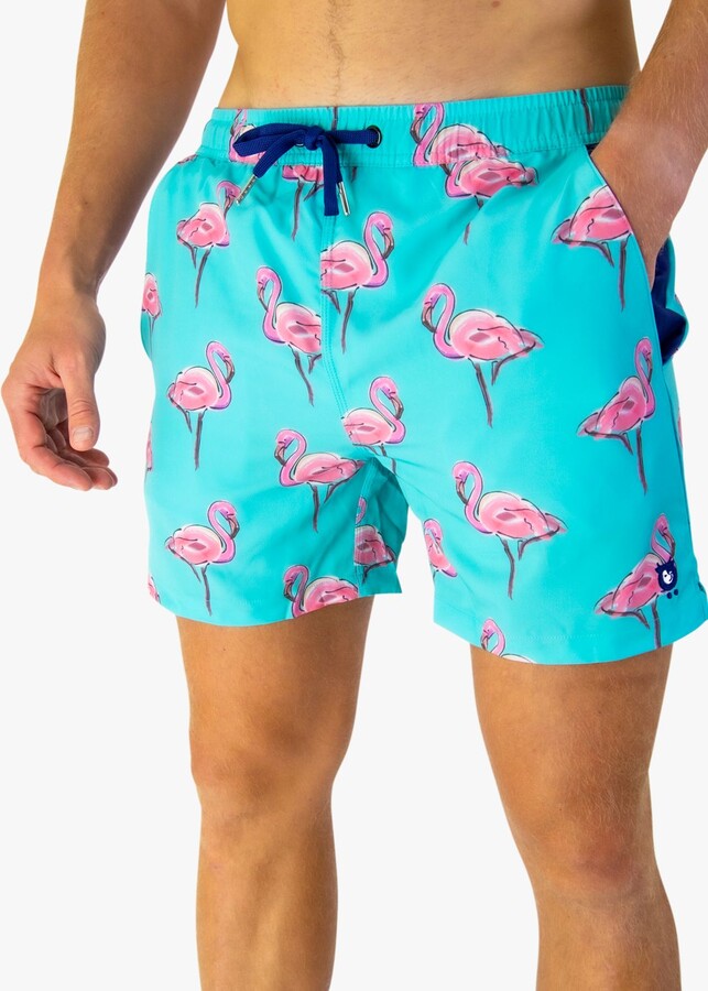 Randy Cow Flamingo Print Swim Shorts with Waterproof Pocket - ShopStyle