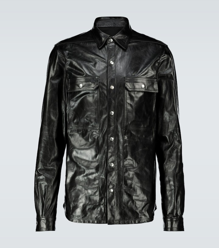 Rick Owens Leather overshirt - ShopStyle
