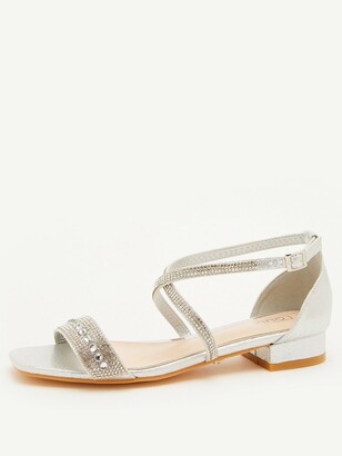 Diamante Flat Sandals | Shop the world's largest collection of fashion |  ShopStyle UK