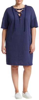 Slink Jeans, Plus Size Lace-Up Cotton Hooded Dress