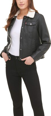 Levi's Sherpa Faux Leather Trucker Jacket (Standard & Plus Sizes)