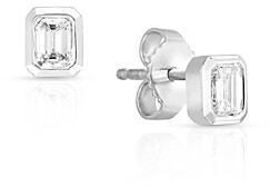 Roberto Coin 18K White Gold Tiny Treasures Diamond Emerald-Cut Stud Earrings