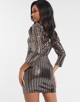 Thumbnail for your product : TFNC sequin stripe blazer dress