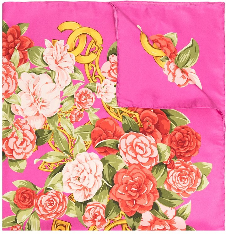 Chanel Pre Owned 1990s CC floral print scarf - ShopStyle Scarves & Wraps