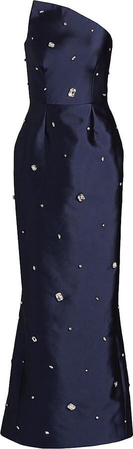 Catherine Regehr Women's Embellished Silk Asymmetric Gown - Navy - Size 2