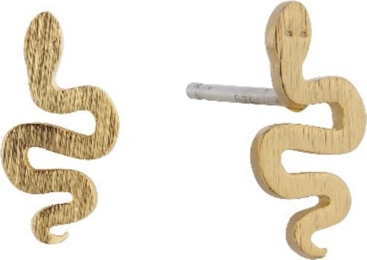 Bermuda Watch Company Annie Apple Rio Sterling Silver Gold Vermeil Snake Brushed Gold Stud Earrings