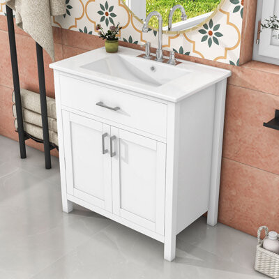 Ebern Designs 30-Inch Bathroom Vanity with Undermount Ceramic Sink and Storage Cabient