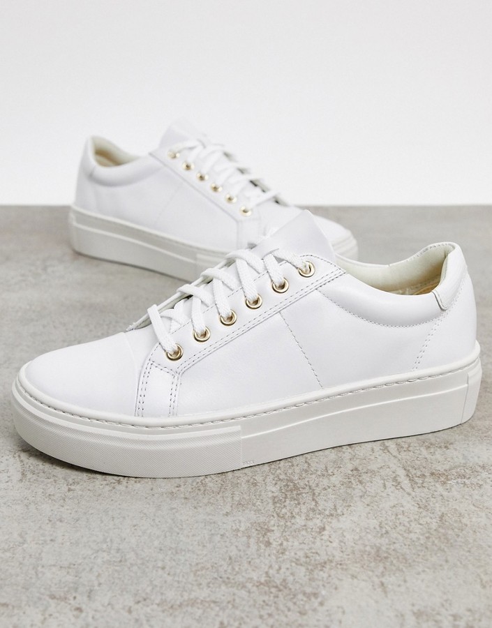 Vagabond Zoe leather flatform sneakers in white - ShopStyle