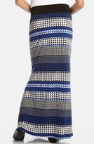 Thumbnail for your product : Karen Kane 'Lunar Houndstooth' Stripe Stretch Knit Maxi Skirt