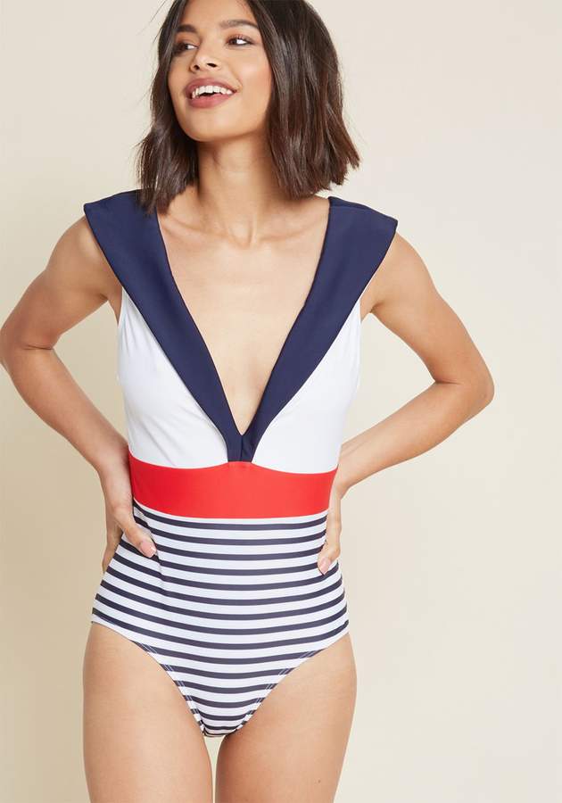 ModCloth High Dive By Nautical Chronicles One-Piece Swimsuit - ShopStyle