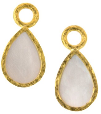 Elizabeth Locke Venetian Glass Intaglio Amber 'Small Pear Shape' 19K Gold Earring Pendants