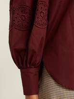 Thumbnail for your product : See by Chloe Broderie Anglaise Cotton Poplin Blouse - Womens - Burgundy