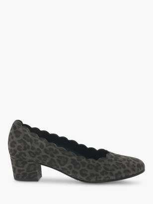 Gabor Gigi Wide Fit Suede Block Heeled Court Shoes, Leopard Print