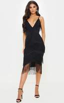 Thumbnail for your product : PrettyLittleThing Black Strappy Tassel Longline Midi Dress