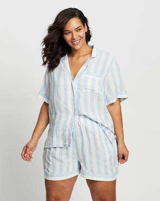 Atmos & Here Atmos&Here Curvy - Women's Blue Pyjamas - Anthea PJ Set - Size 18 at The Iconic
