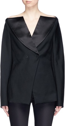 Dion Lee Double-breasted off-shoulder wool tuxedo jacket