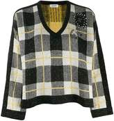 Thumbnail for your product : Liu Jo checked V-neck jumper