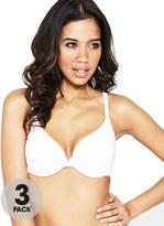 Thumbnail for your product : Intimates Solutions Padded T-shirt Bras (3 Pack) - White, Assorted Brights