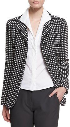 Armani Collezioni Long-Sleeve Three-Button Blazer, Black/White