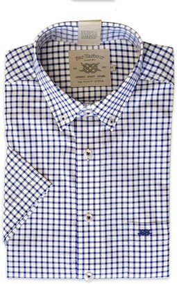 Double Two Mens Half Sleeve Leisure Check Shirt Blue