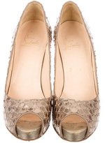 Thumbnail for your product : Christian Louboutin Textured Peep-Toe Pumps