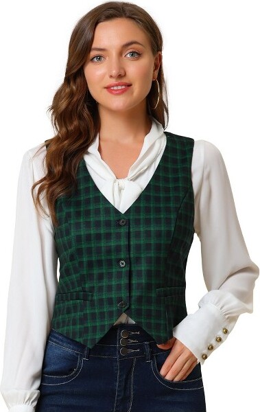 Allegra K Womens Waistcoat Steampunk Dressy Sleeveless Jacket Versatile  Racerback Suit Vests Green Medium - ShopStyle