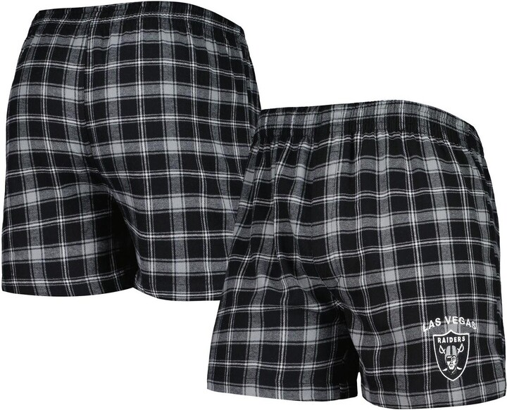 Men's Concepts Sport Black, Silver Las Vegas Raiders Ledger Flannel Boxers  - Black, Silver - ShopStyle