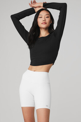 Alo Yoga  Alosoft Crop Finesse Long Sleeve Top in White, Size: XS -  ShopStyle