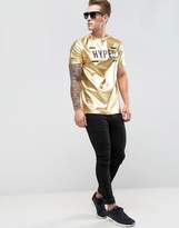 Thumbnail for your product : ASOS Longline Metallic T-Shirt With Text Print