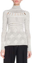 Thumbnail for your product : Turtleneck Long-Sleeve Crochet Knit Sweater