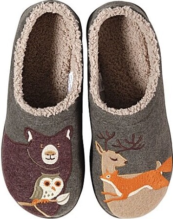 L.L. Bean Daybreak Scuff Forest Friends Motif Slippers