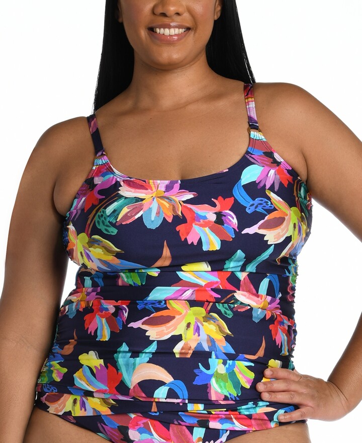 Size 10-20 Womens Ruched Tankini Top with Hipster Bikini Bottoms Two Piece Swimsuit Tummy Control