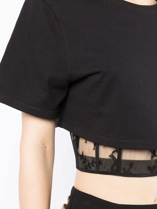 Alexander McQueen lace-hem cropped T-shirt