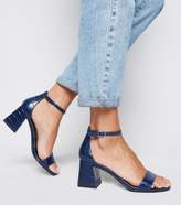 Thumbnail for your product : New Look Faux Croc Flared Block Heel Sandals