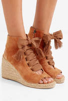 Thumbnail for your product : Chloé Harper Lace-up Suede Espadrille Wedge Sandals - Tan