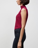 Thumbnail for your product : Lafayette 148 New York Matte Crepe Ribbed Pointelle Mockneck Shell