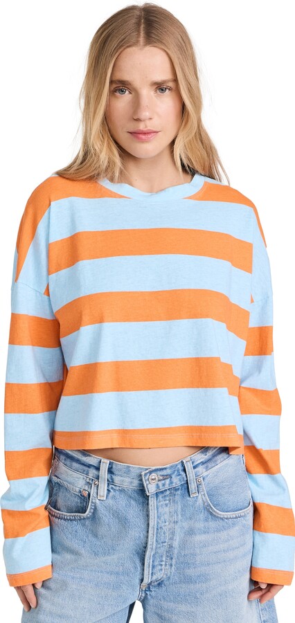 Askk Ny Printed Cropped Long Sleeve Top