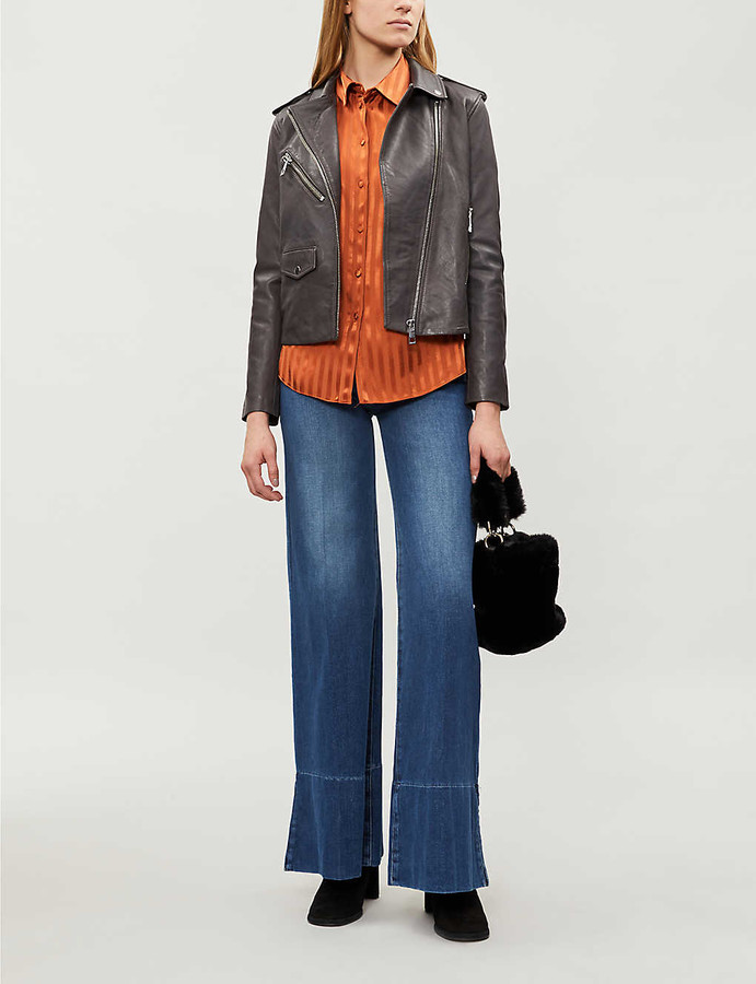 Whistles Agnes zipped leather biker jacket ShopStyle