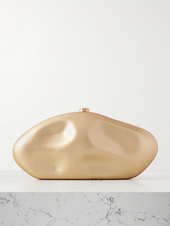 Cult Gaia The Caldera Metallic Leather Clutch - Gold